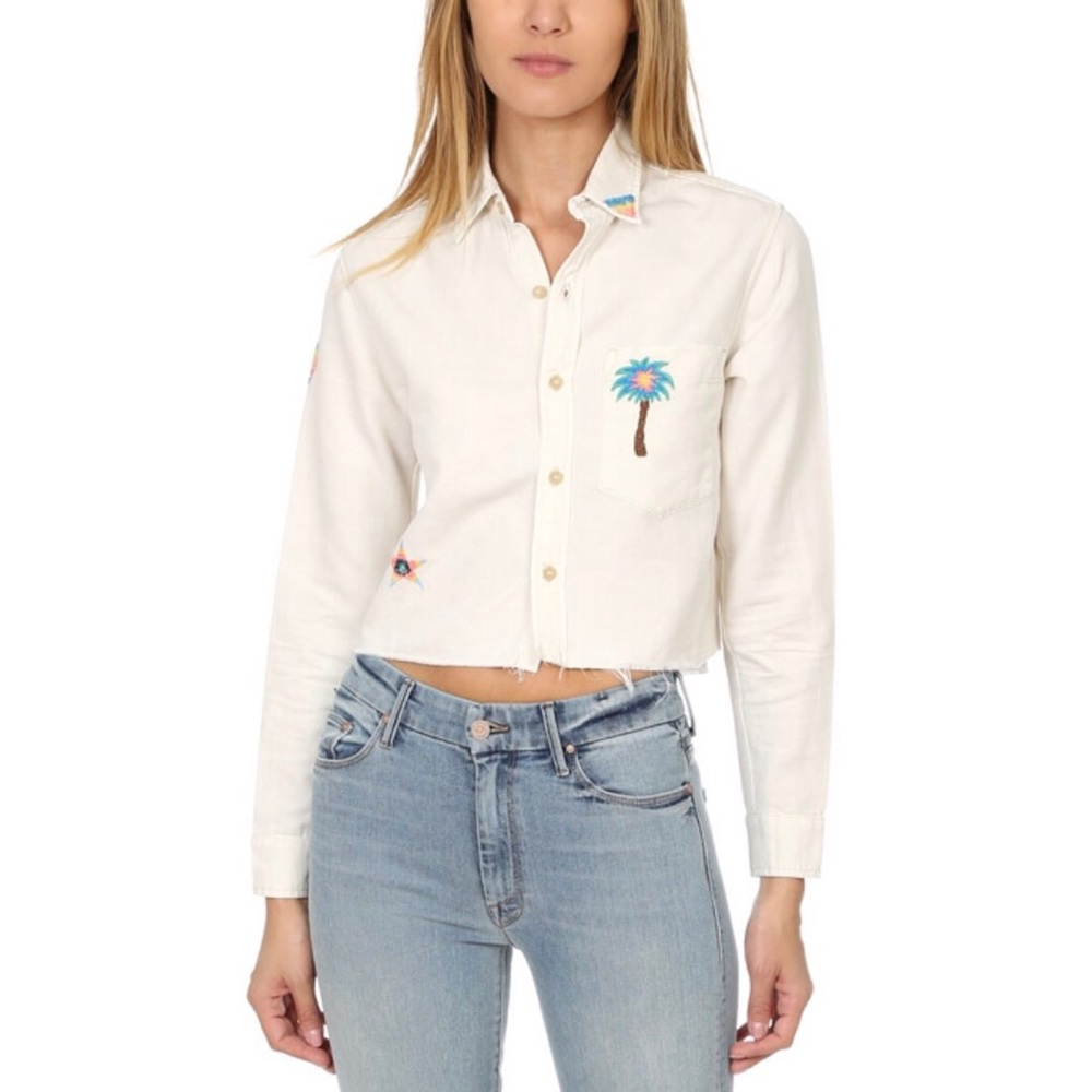 new Mother ✦ Frenchie Fray Super Lover ✦ Patchwork Button Down Shirt ✦ Natural - Picture 10 of 15